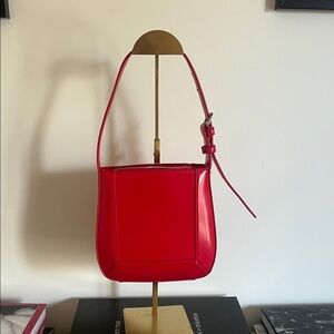 Red faux patent Leather Shoulder Bag Zara